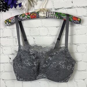 SOMA Silve Gray Lace Overlay Bra size 38D